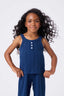 Girls Pointelle Tank in Navy