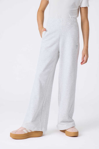 Girls Wide Leg Sweatpant in Light Ash Gray