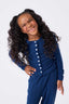 Girls Pointelle Cardigan in Navy
