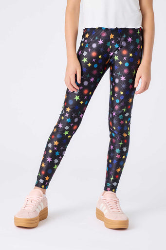 Girls Hi-Shine Leggings in Glitter Starburst