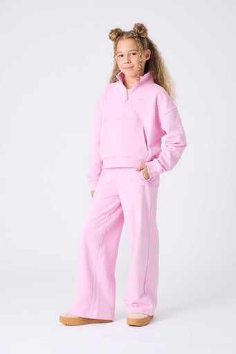 Girls Quarter Zip Sweatshirt in Candy Pink
