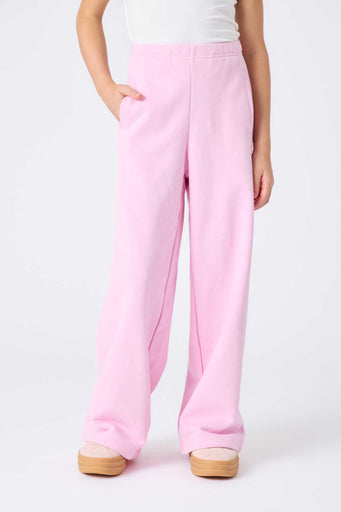 Girls Wide Leg Sweatpant in Candy Pink
