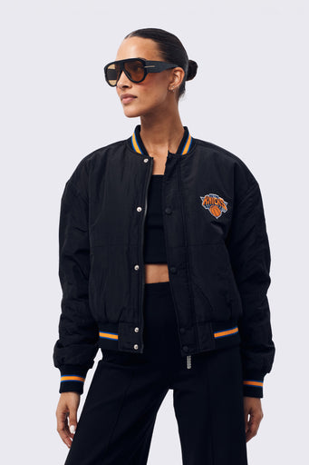 New York Knicks Cropped Bomber in Black