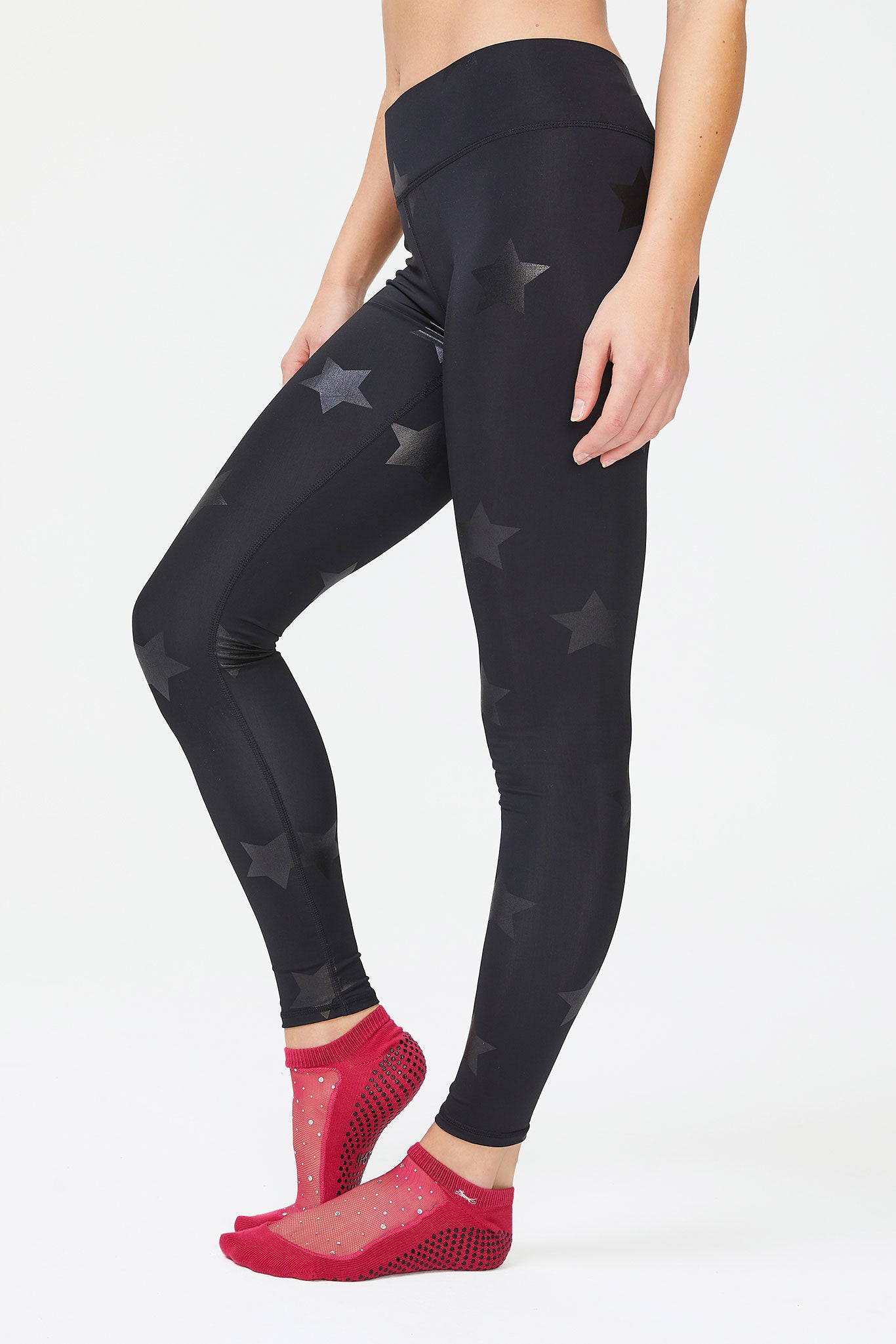 UpLift Leggings in Black Tonal Star Foil with Tall Band