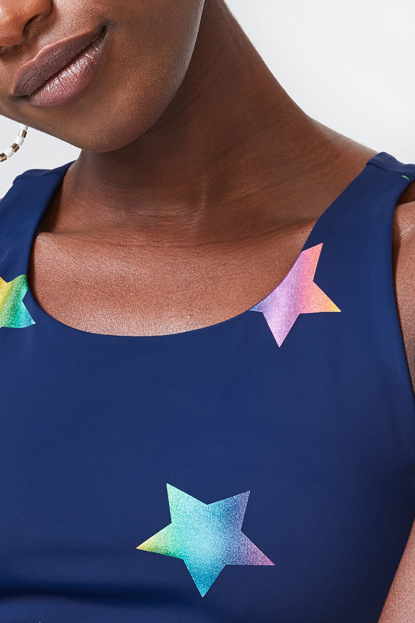 UpLift Sports Bra in Navy Rainbow Star Foil –