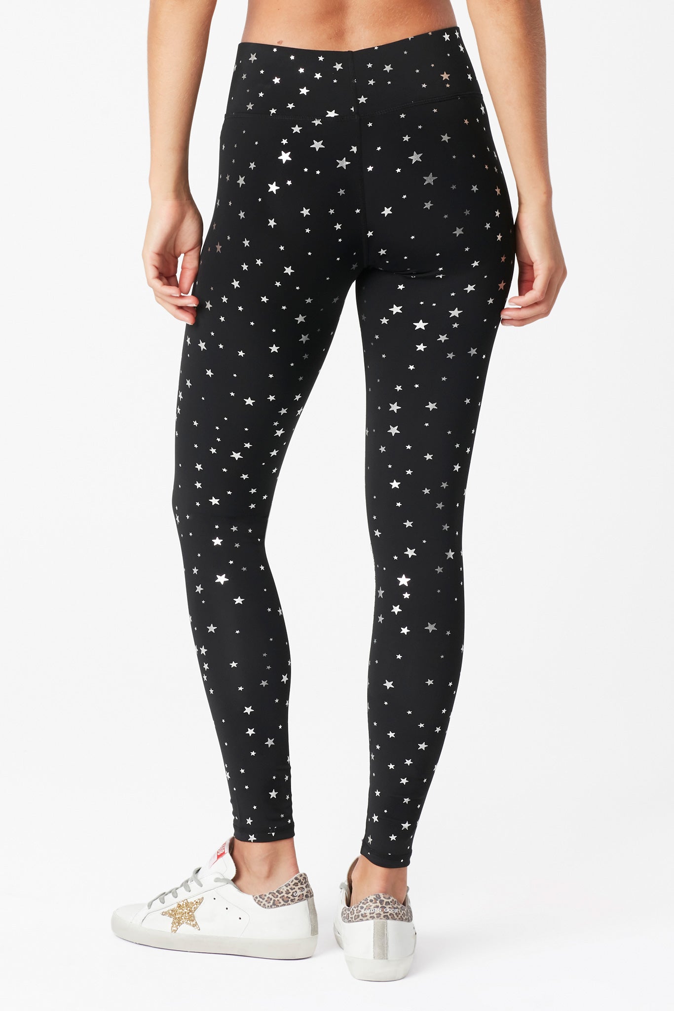 Uplift Leggings in Black Silver Mini Star Foil –