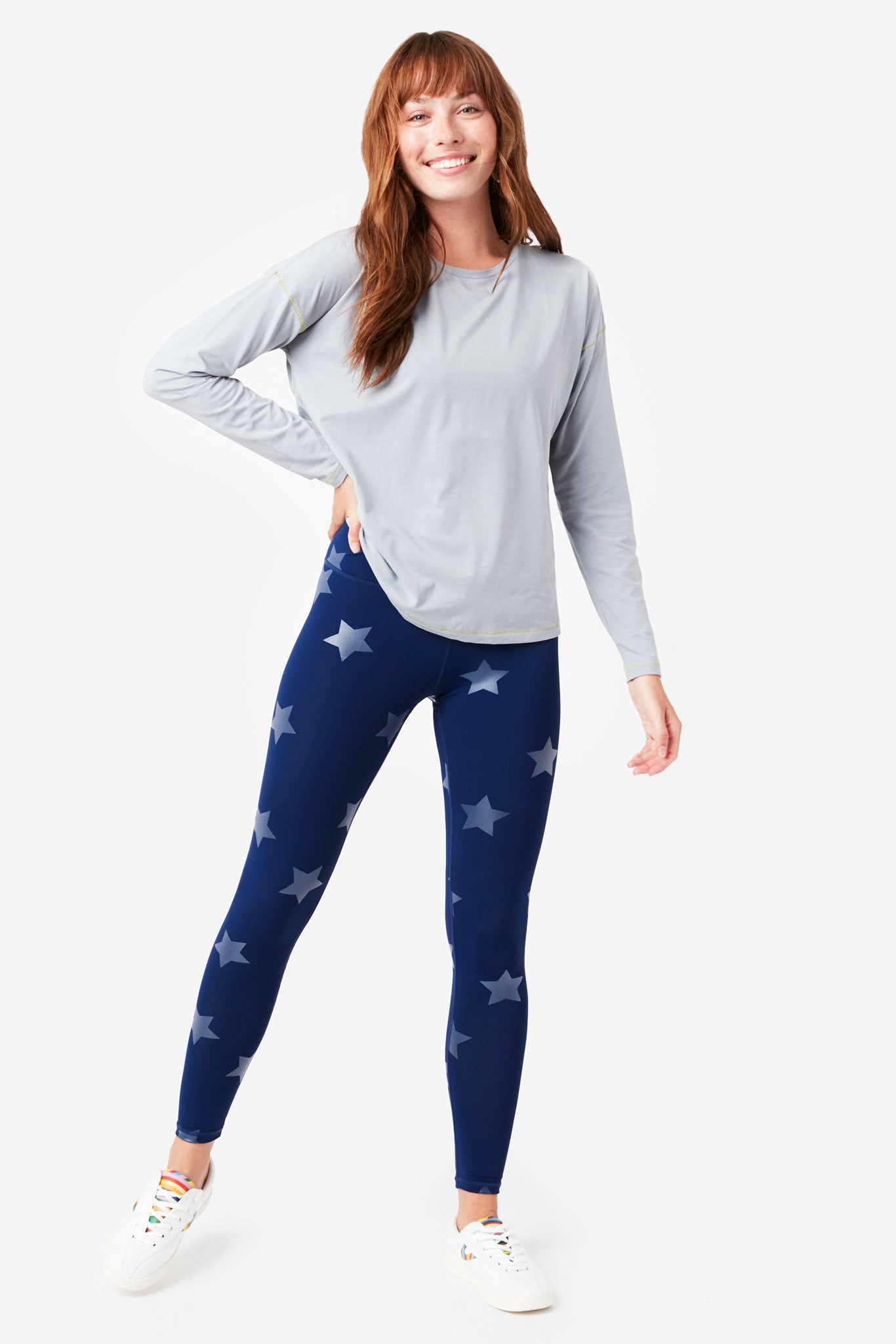 Terez, Pants & Jumpsuits, Terez Navy Blue Black Star Foil Printed Athletic  Leggings Size Medium