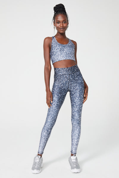 Terez Hi-Shine Leggings in Black and White Glitter Black and White Glitter / L