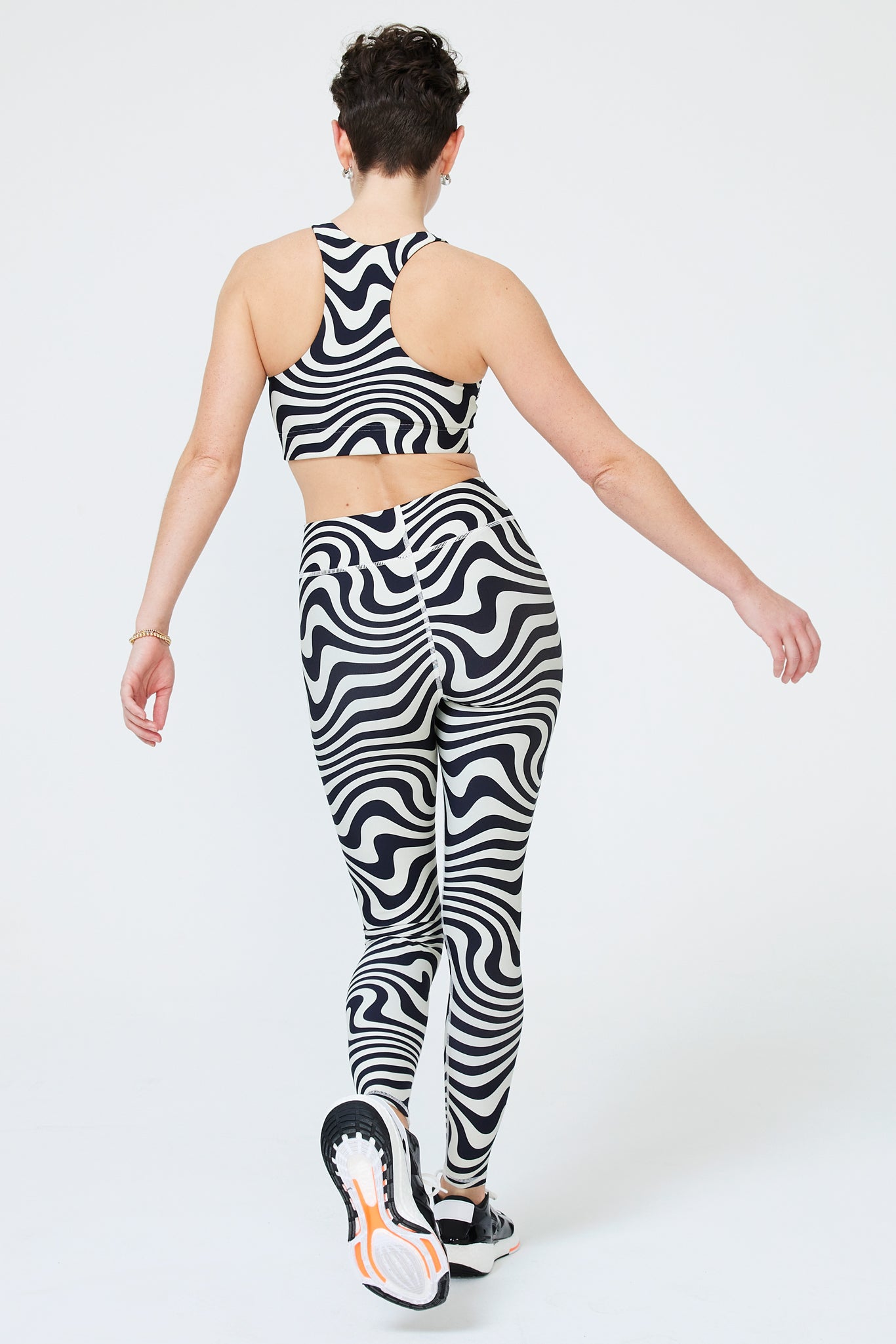 DuoKnit Leggings in Black and White Wave –