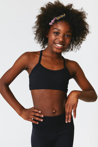 Girls TLC Y-Back Bralette in Jet Black