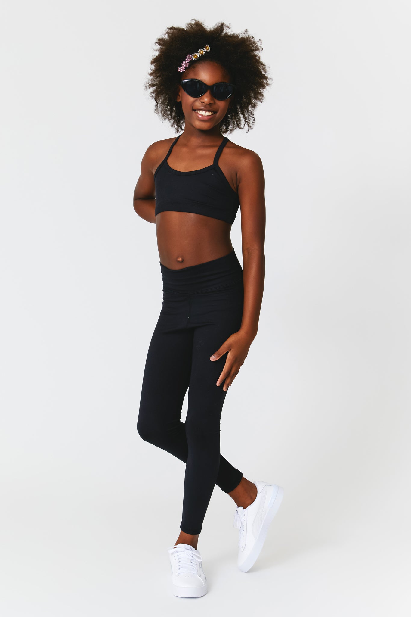 Legging Fille 10 Ans Tenue De Danse Enfant - Top + Legging - Taille 3-14 Ans - Polyester Extensible Legging Noir Fille