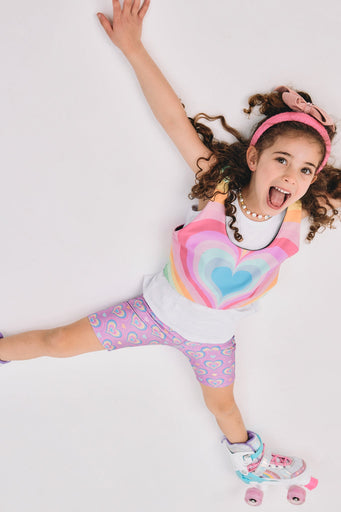 Kids Bike Shorts in Psychedelic Heart