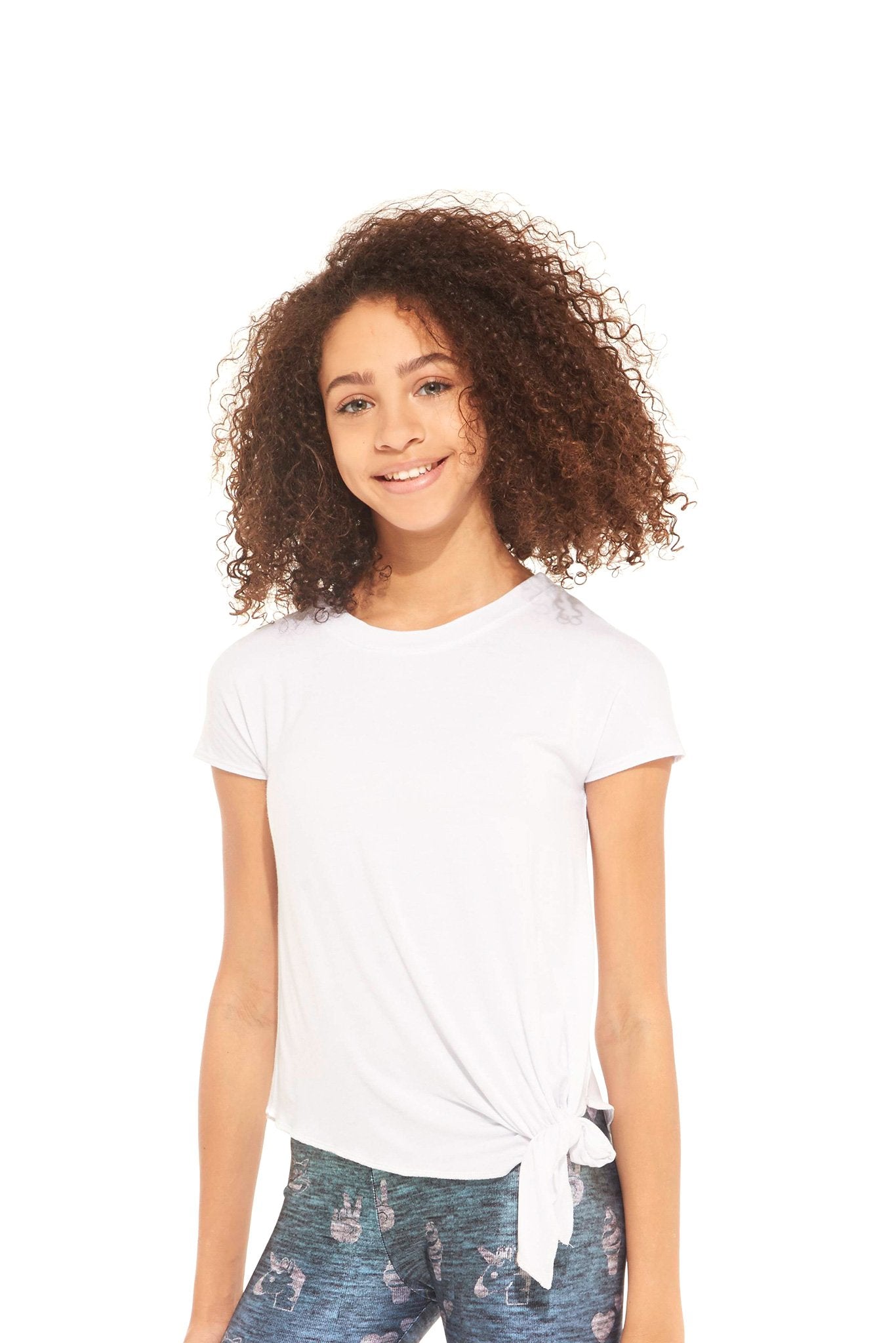 Terez Girls White Tie Front T-Shirt | Girls T-Shirt – Terez.com
