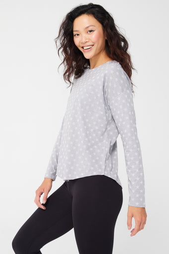 Burnout Long Sleeve Tee in Collegiate Gray Star