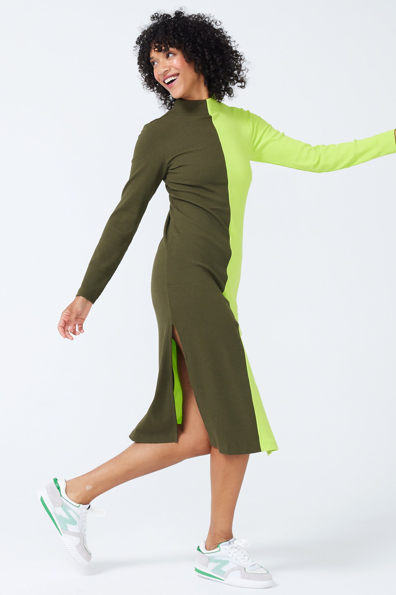 Lime green clearance long sleeve dress