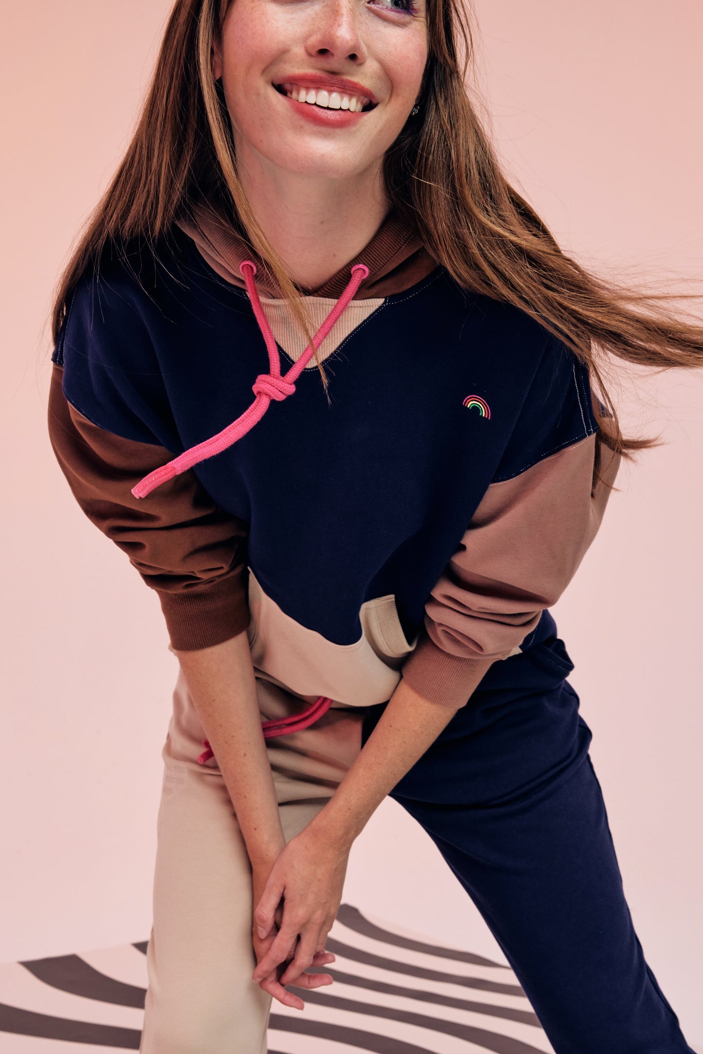 Terez Navy Colorblock Hoodie Women s Sweatshirts Terez