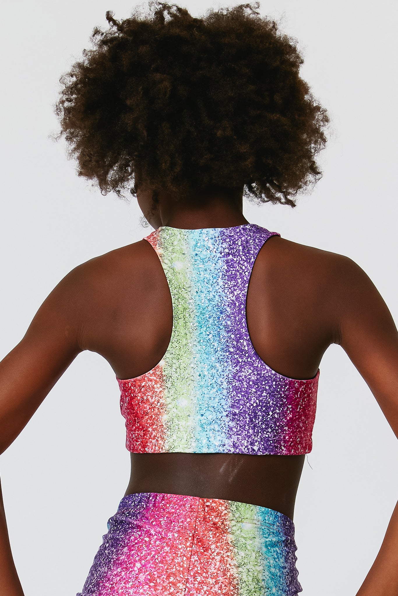 Girls Sports Bra in Rainbow Glitter Foil – Terez.com