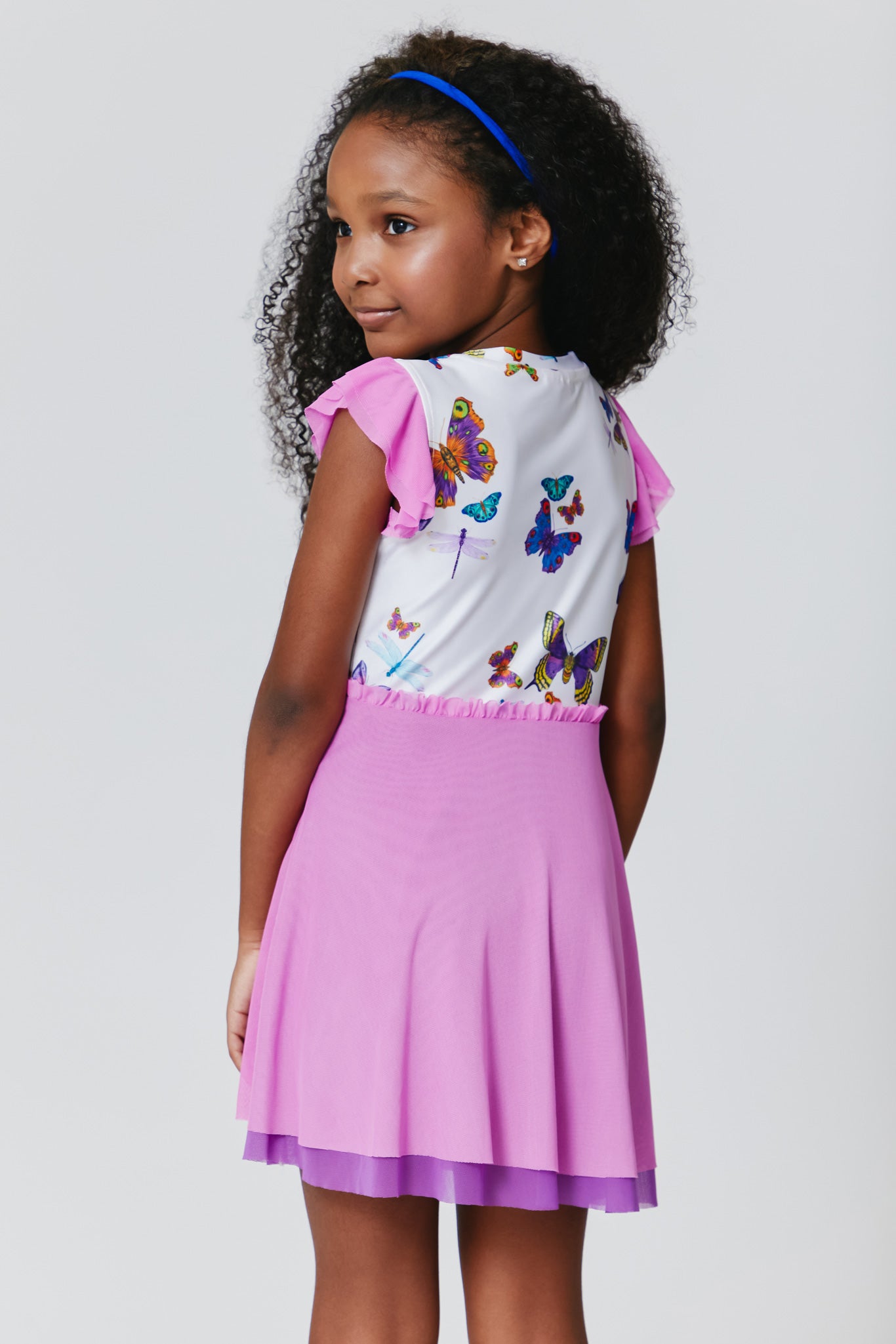Girls Princess Dress in Sugar Swizzle Neon Butterflies – Terez.com