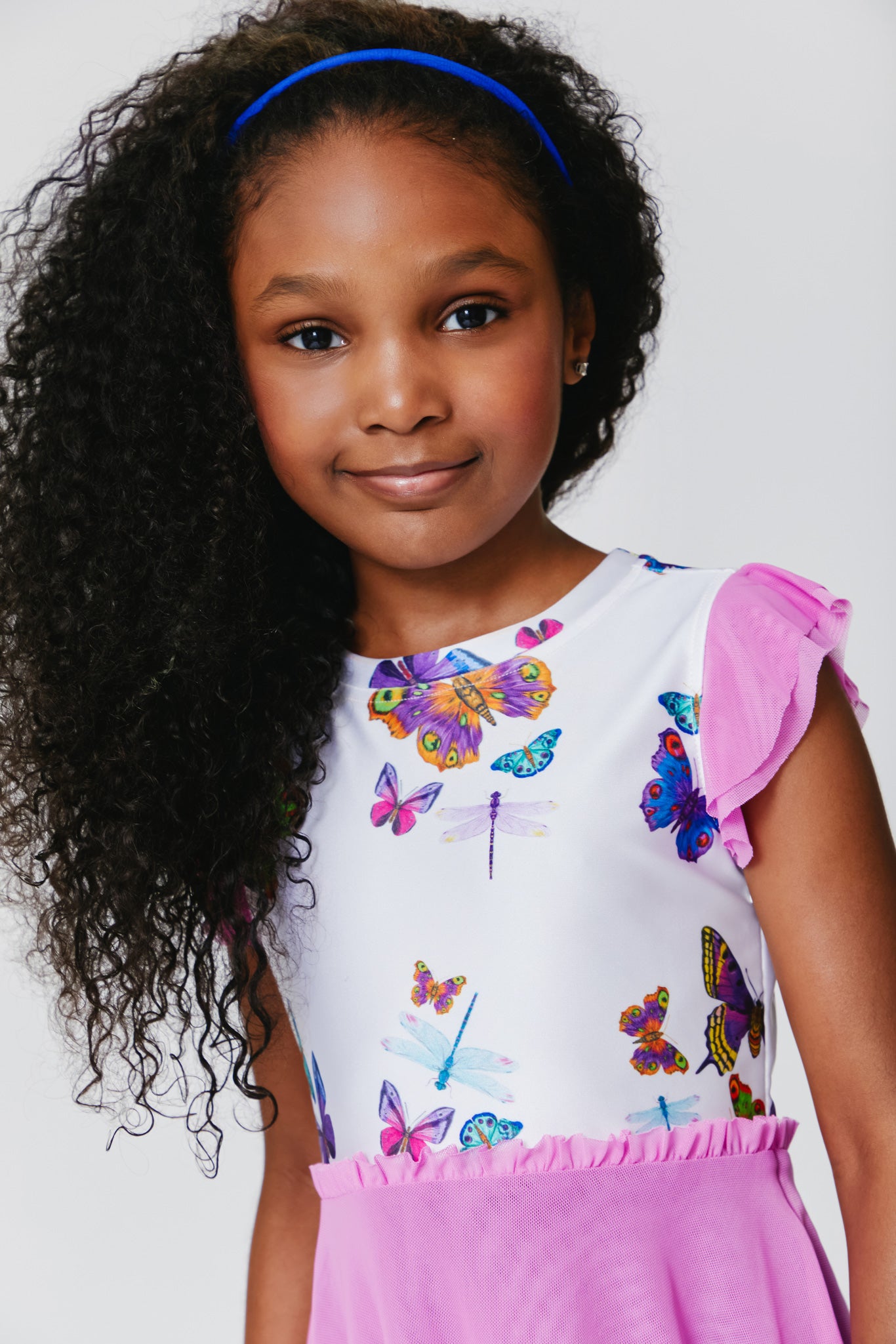 Girls Princess Dress in Sugar Swizzle Neon Butterflies – Terez.com